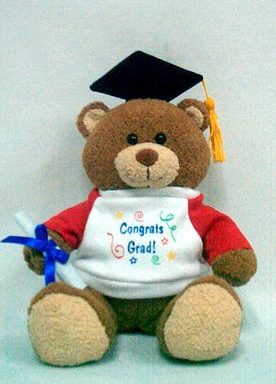Bär mit Doktor-Hut und Pullover / bear with graduation hat and sweatshirt